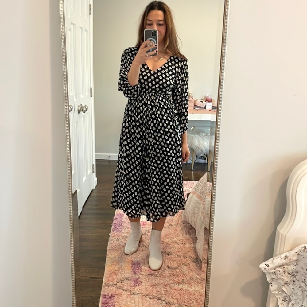 American Vintage Black And White Floral Dress